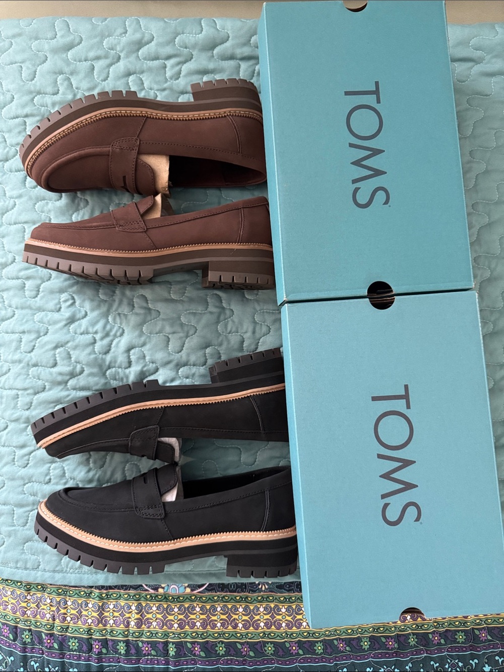 TOMS Women's Penny Loafers in Brown and Black - Picture 4 of 8